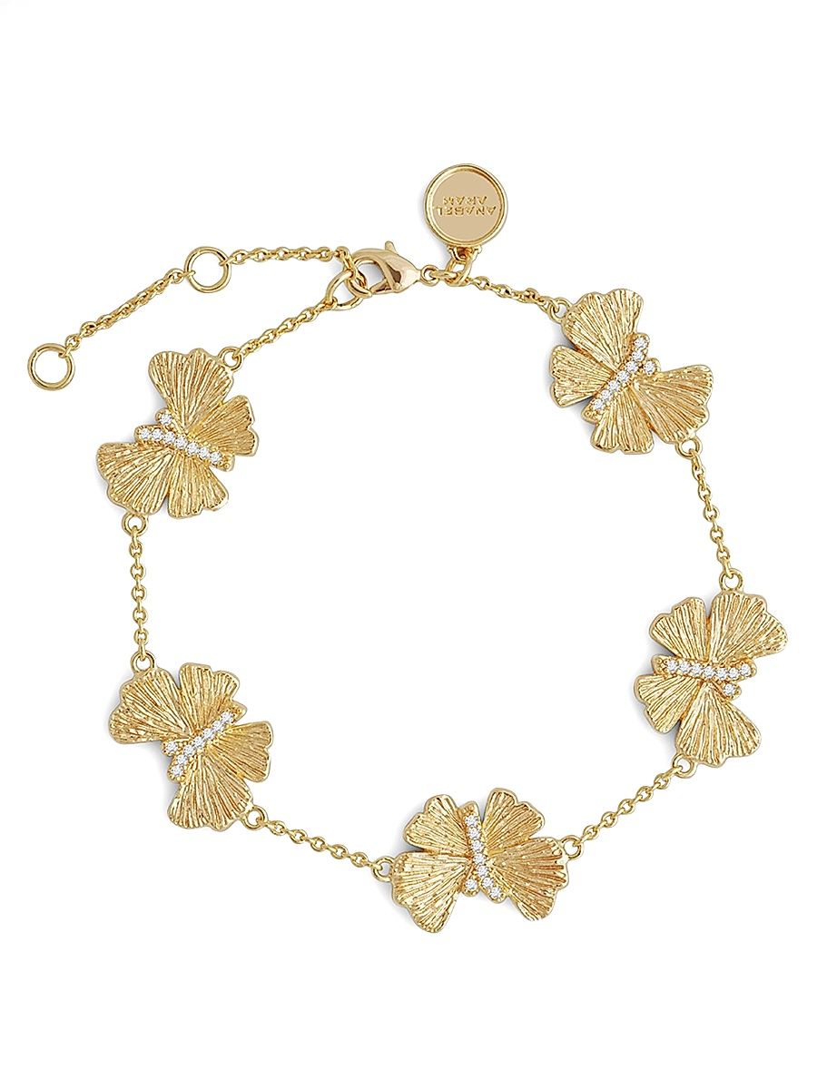 Women's Butterfly 18K-Gold-Plated & Cubic Zirconia Station Bracelet - Gold