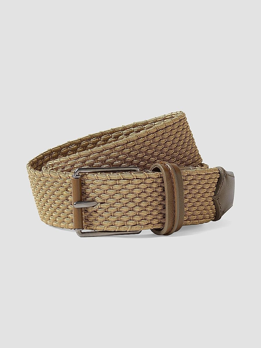 ZEGNA Men's Rayon Belt - Dark Olive Green - Size 42