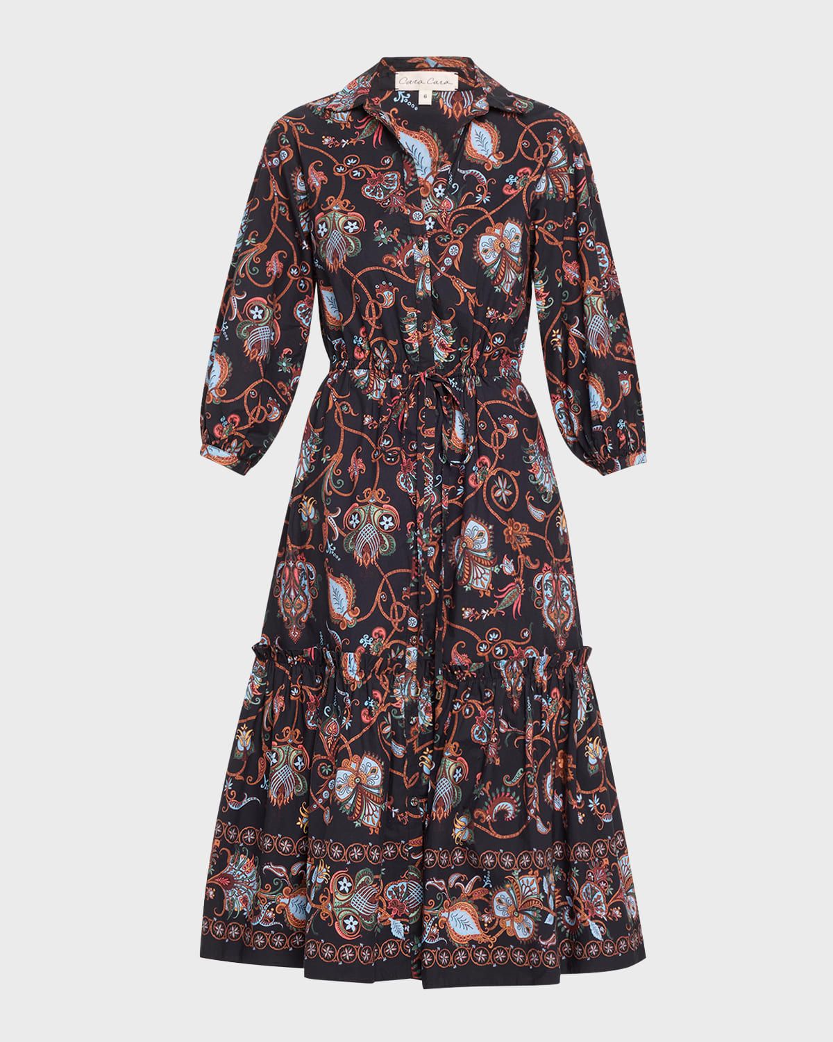 Hutton Puff-Sleeve Midi Shirtdress