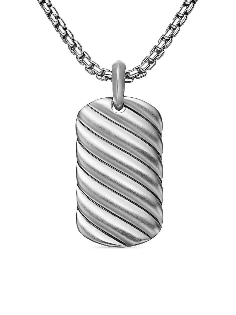 Men's Sculpted Cable Tag In Sterling Silver - Silver