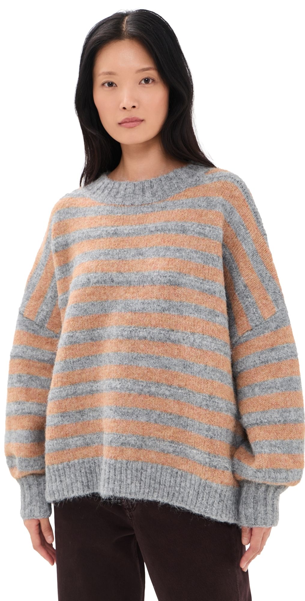 VRG GRL Sam Sweater Apricot Stripe XL