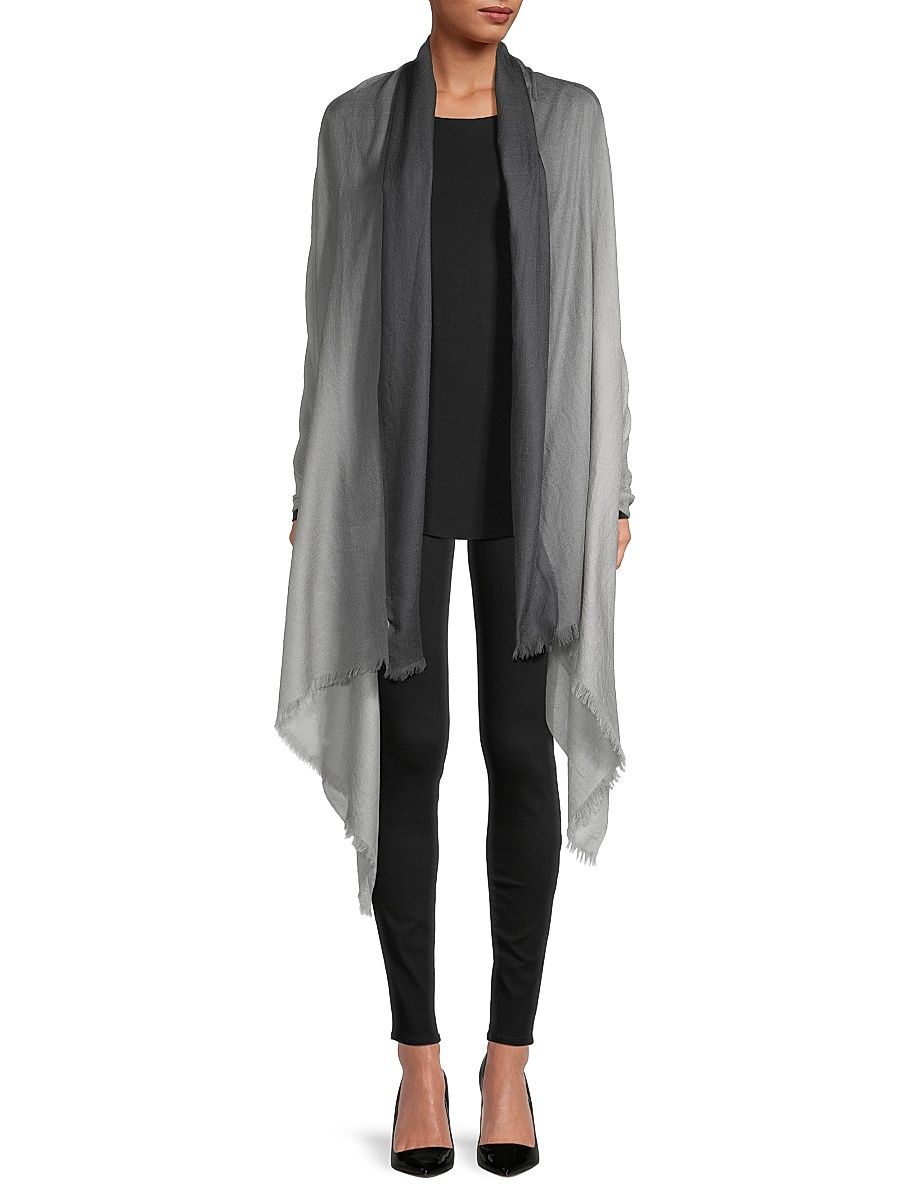 Women's Ombré CashmereScarf - Light Grey White