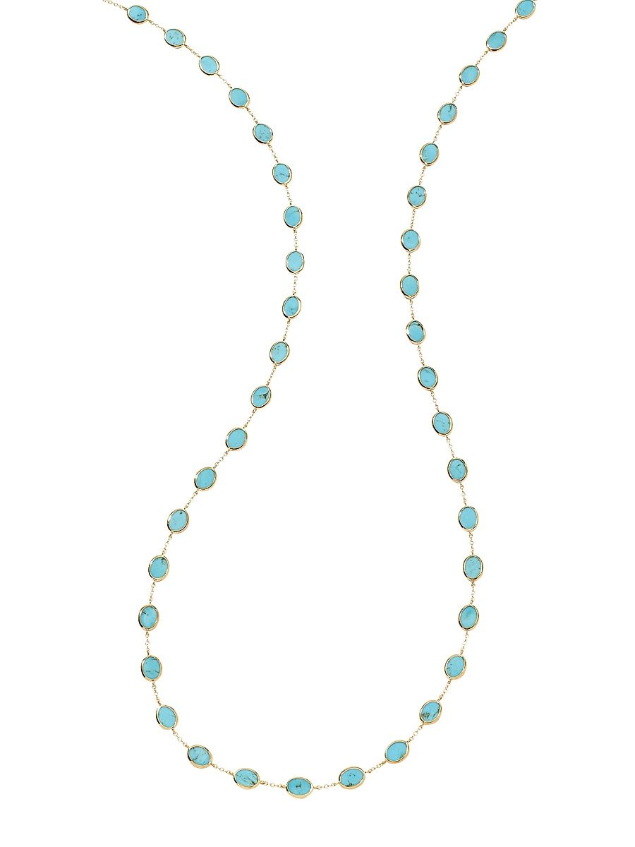 Women's Polished Rock Candy 18K Yellow Gold & Turquoise Confetti Necklace - Gold