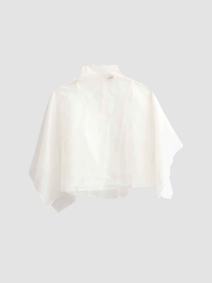 Staud Women's Fia Silk Chiffon Poncho Top - Ivory - Size XL
