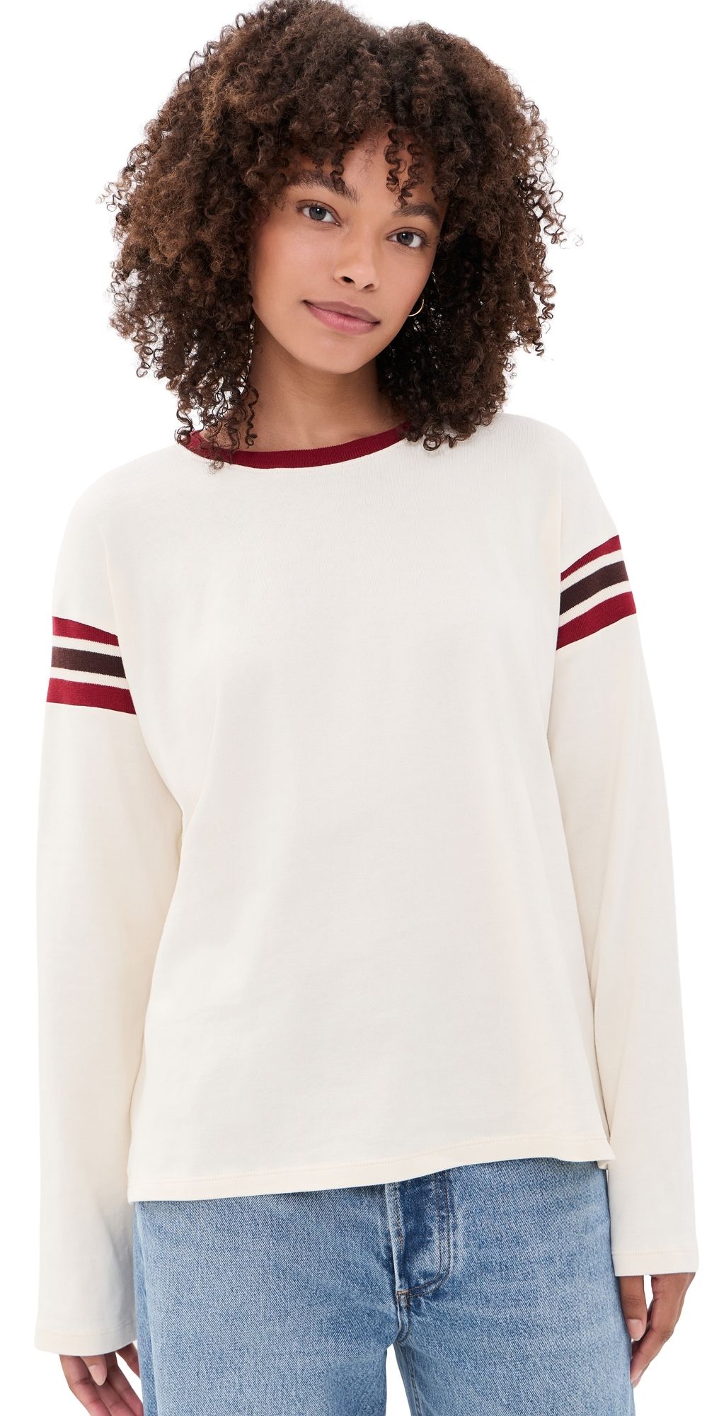 Faherty Sport Jersey Throwback Tee Antique White Varsity L