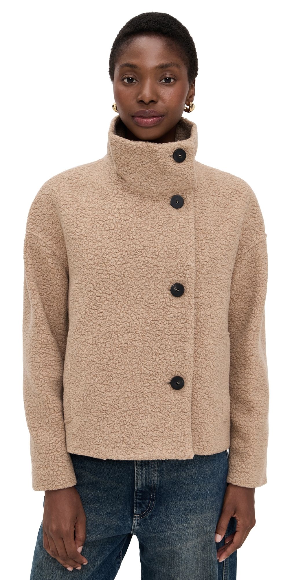 Harris Wharf London Women Cropped Funnel Jacket Beige 48