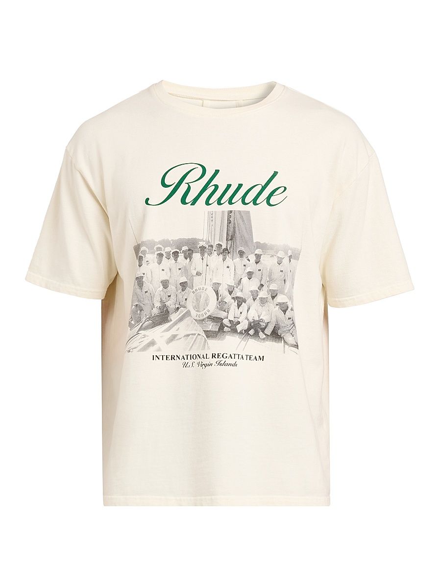 Men's Virgin Islands Script Cotton T-Shirt - Vintage White Black Green - Size XS