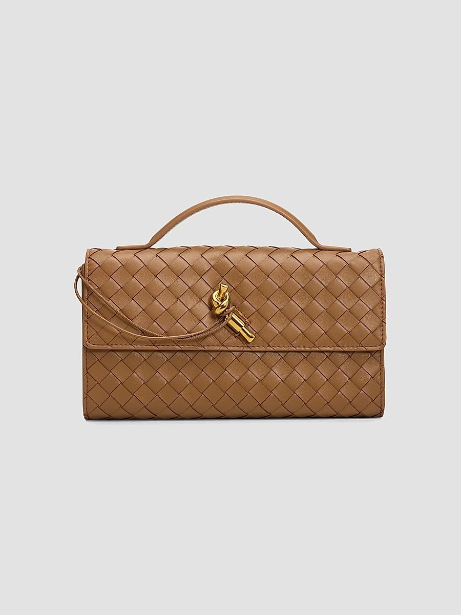 Bottega Veneta Women's Andiamo Leather Clutch - Dark Caramel