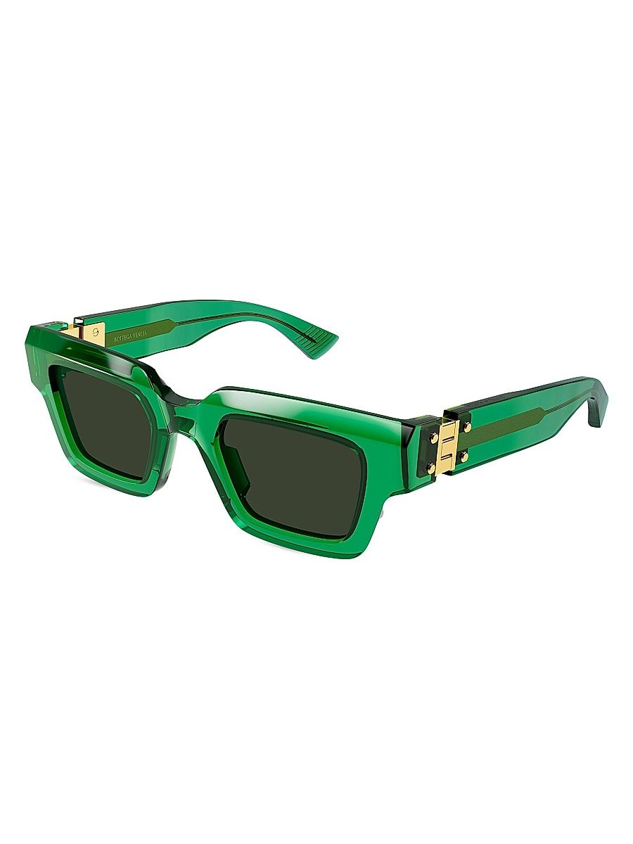 Men's New Hinge 49MM Rectangular Acetate Sunglasses - Green
