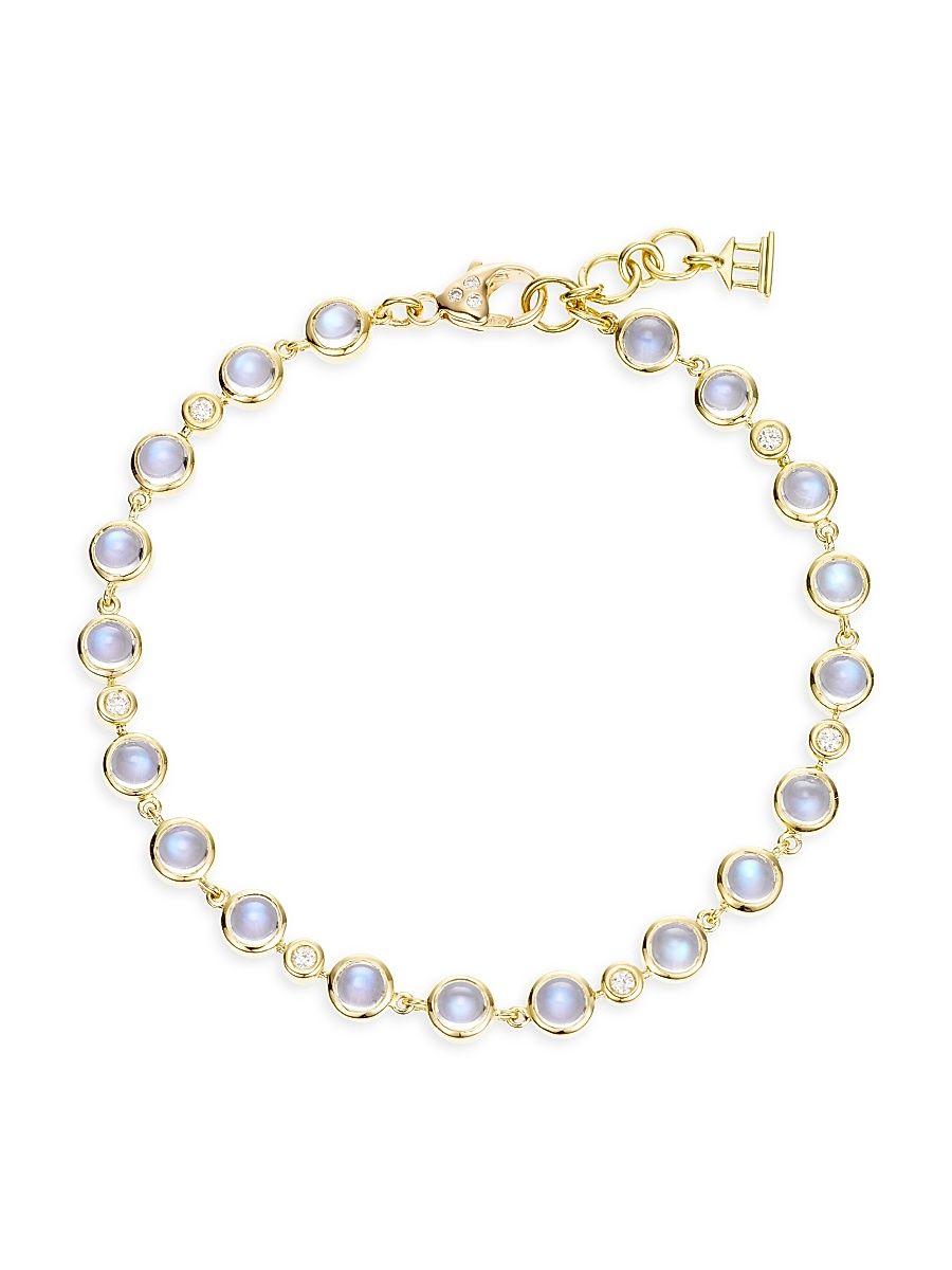 Women's Florence86 Single Round Diamond, Moonstone & 18K Yellow Gold Bracelet - Yellow Gold