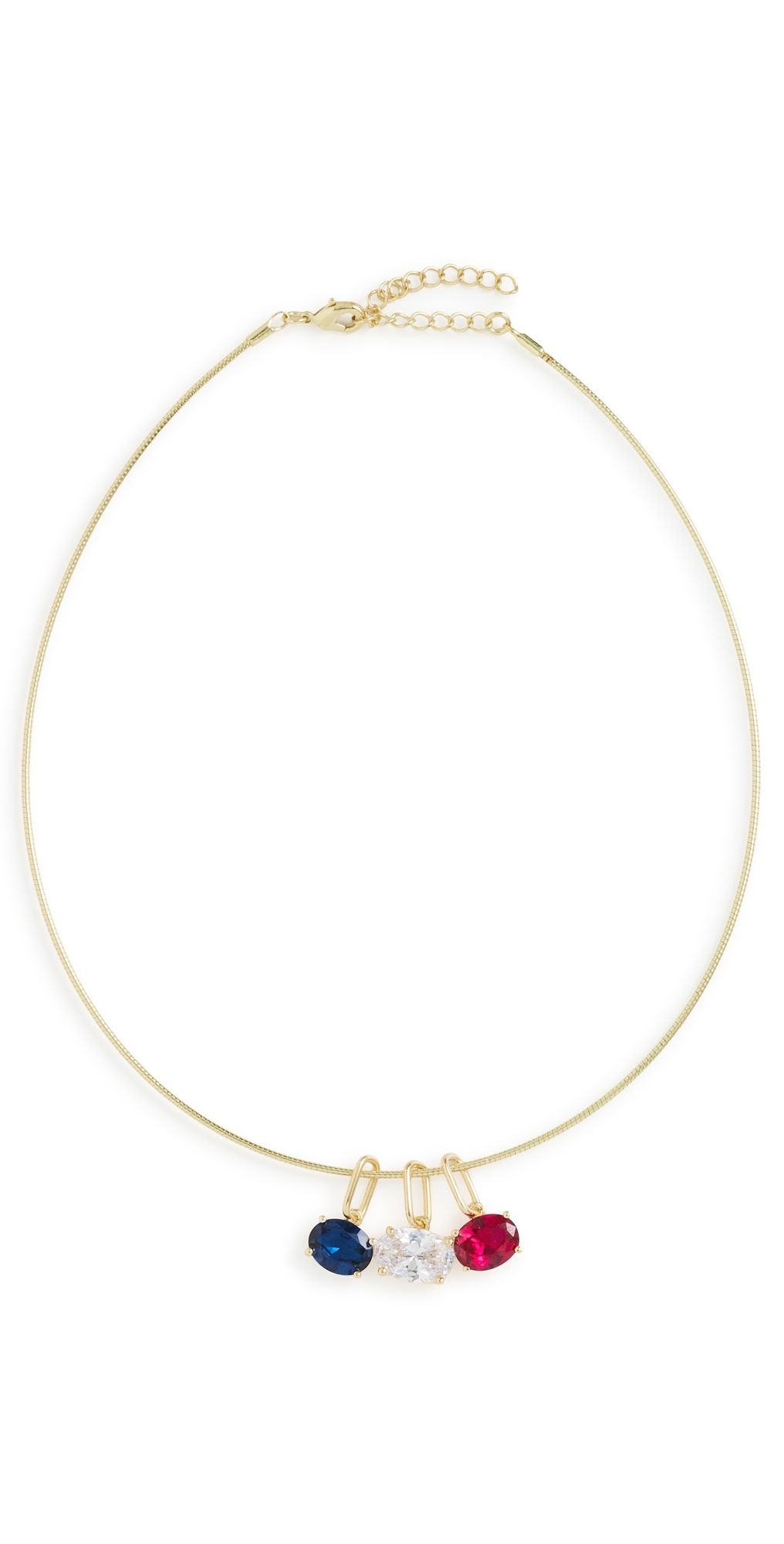 By Adina Eden Trio Gemstone Dangle Omeage Necklace Gold One Size