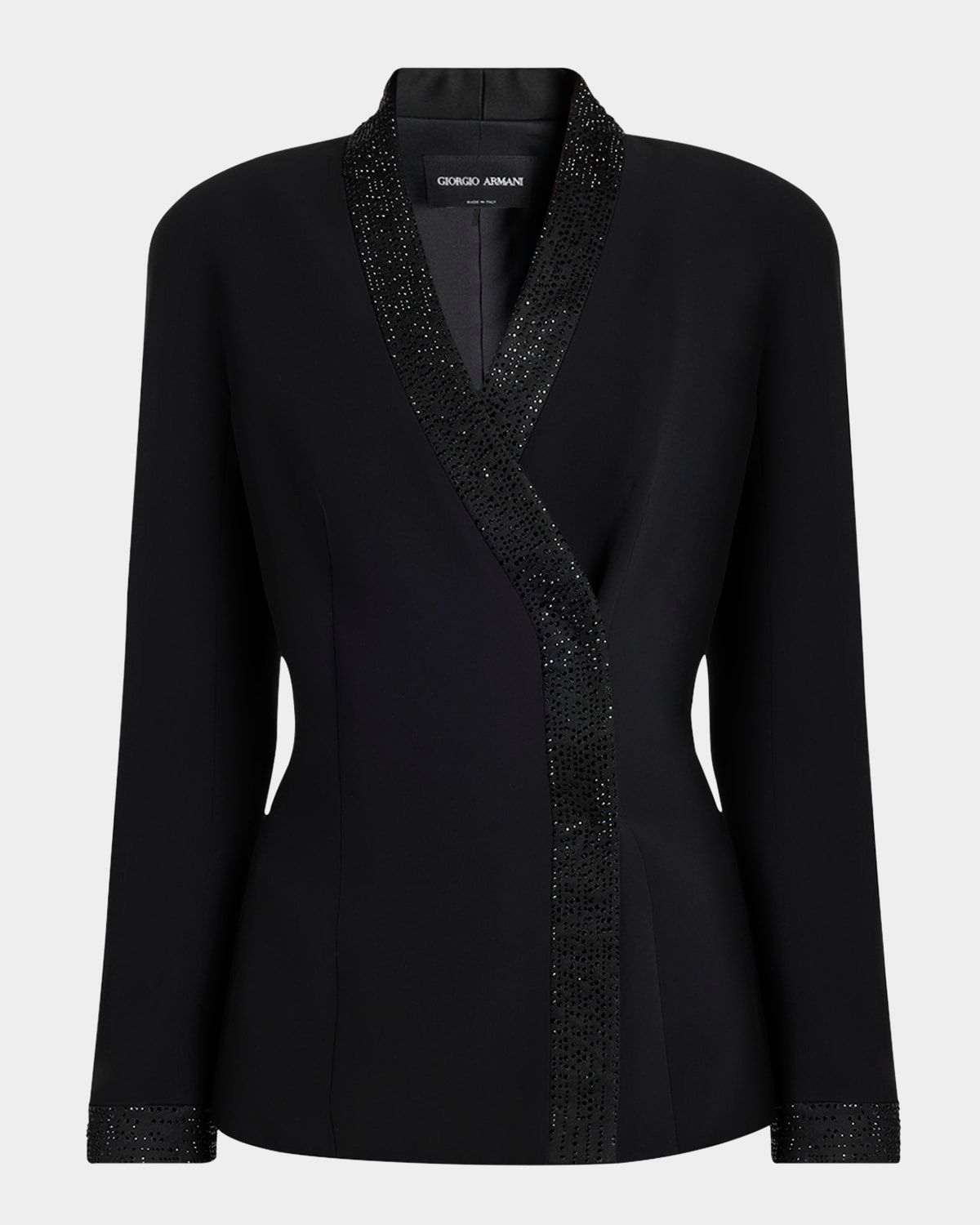 Strass Lapel Double-Breasted Asymmetric Jacket