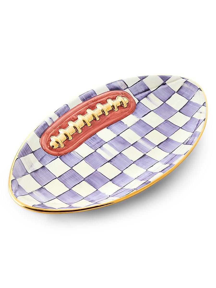 Plum Check Football Platter