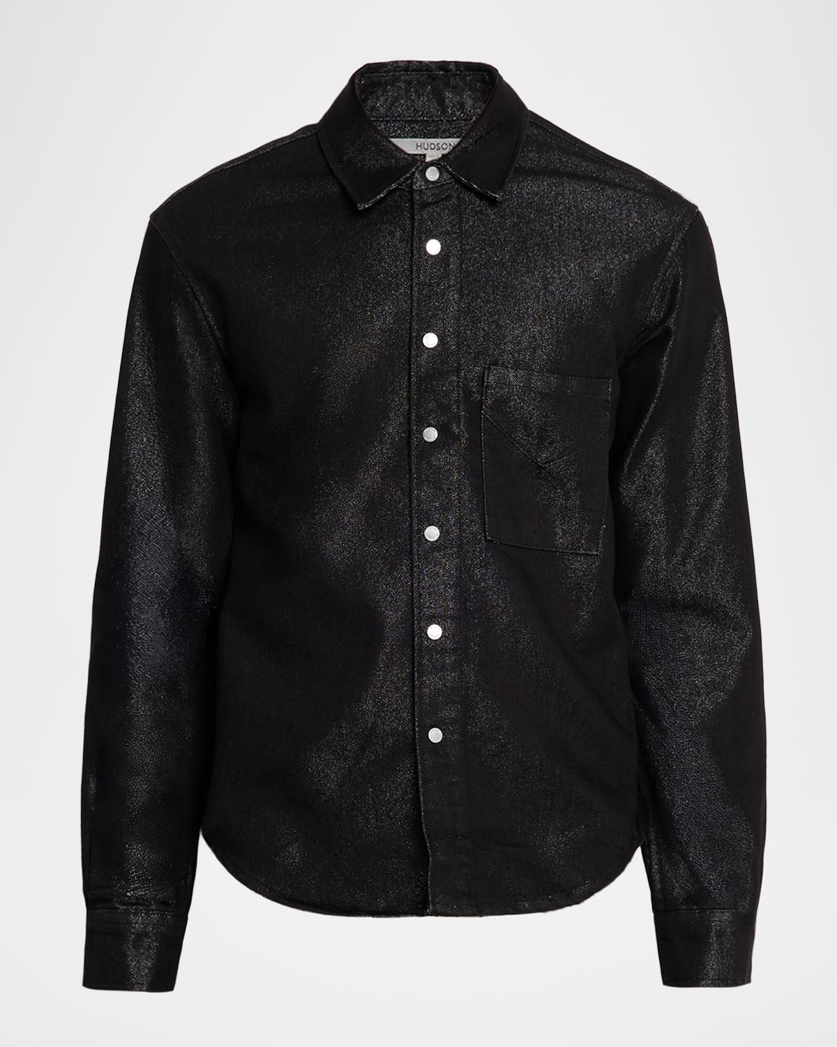 Men & apos;s Metallic-Woven Denim Button-Down Shirt