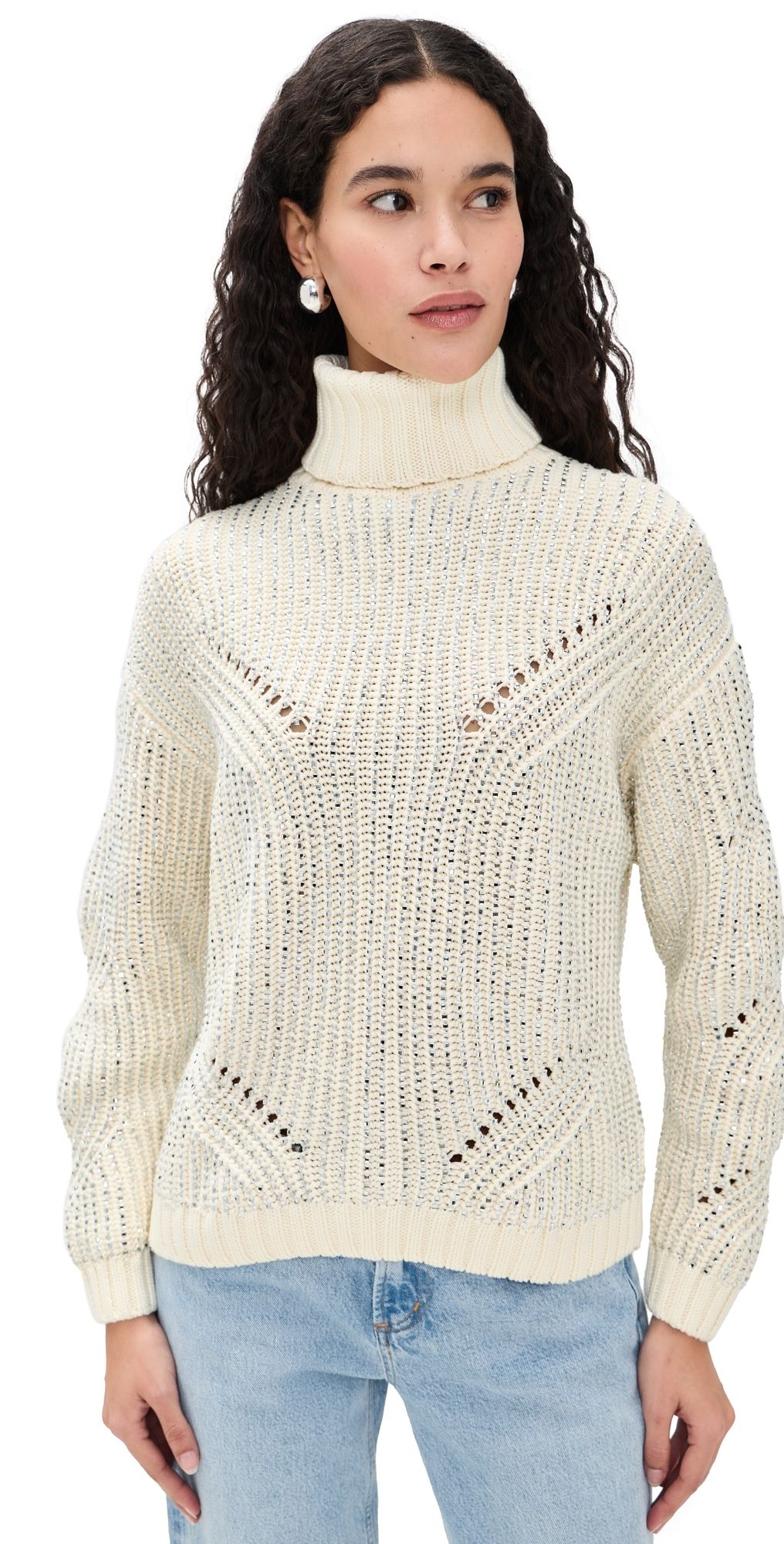 Retrofête Camden Embellished Sweater Ivory/Silver XS