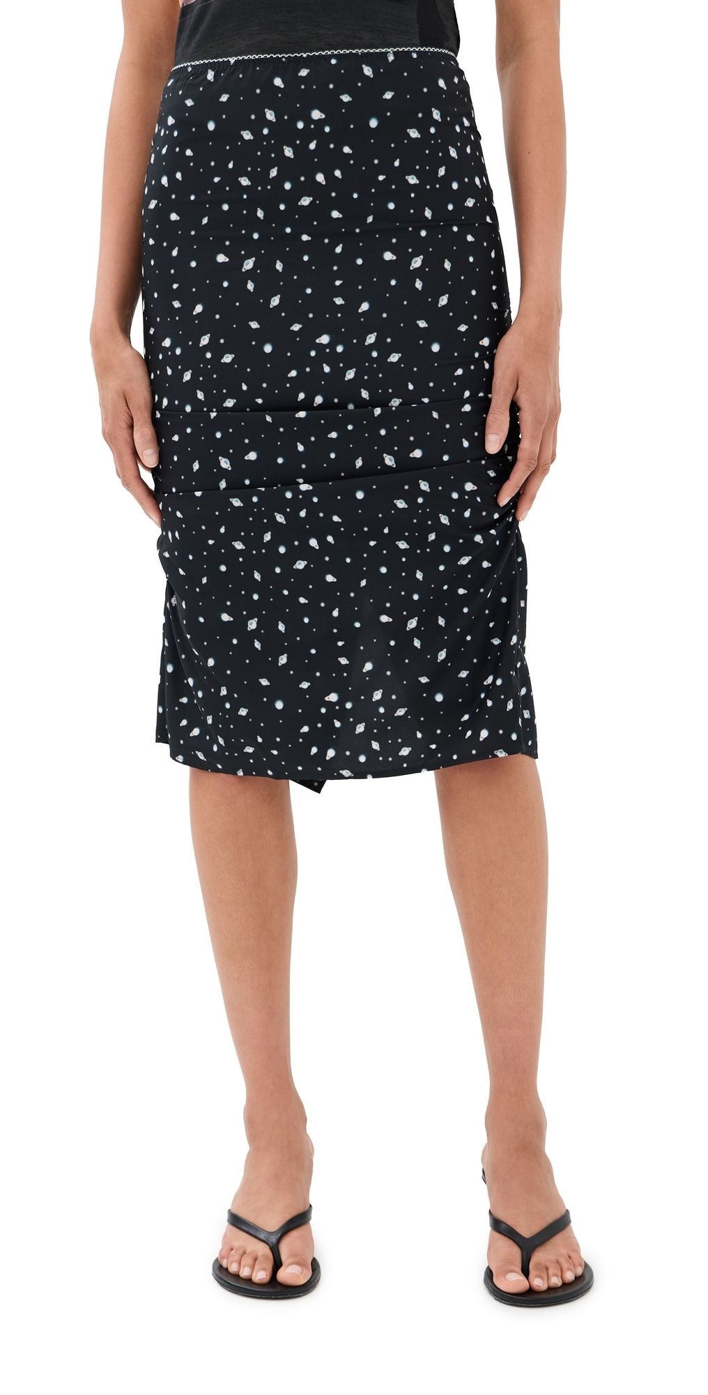 Meryll Rogge Side Drape Slip Skirt Black/White 34