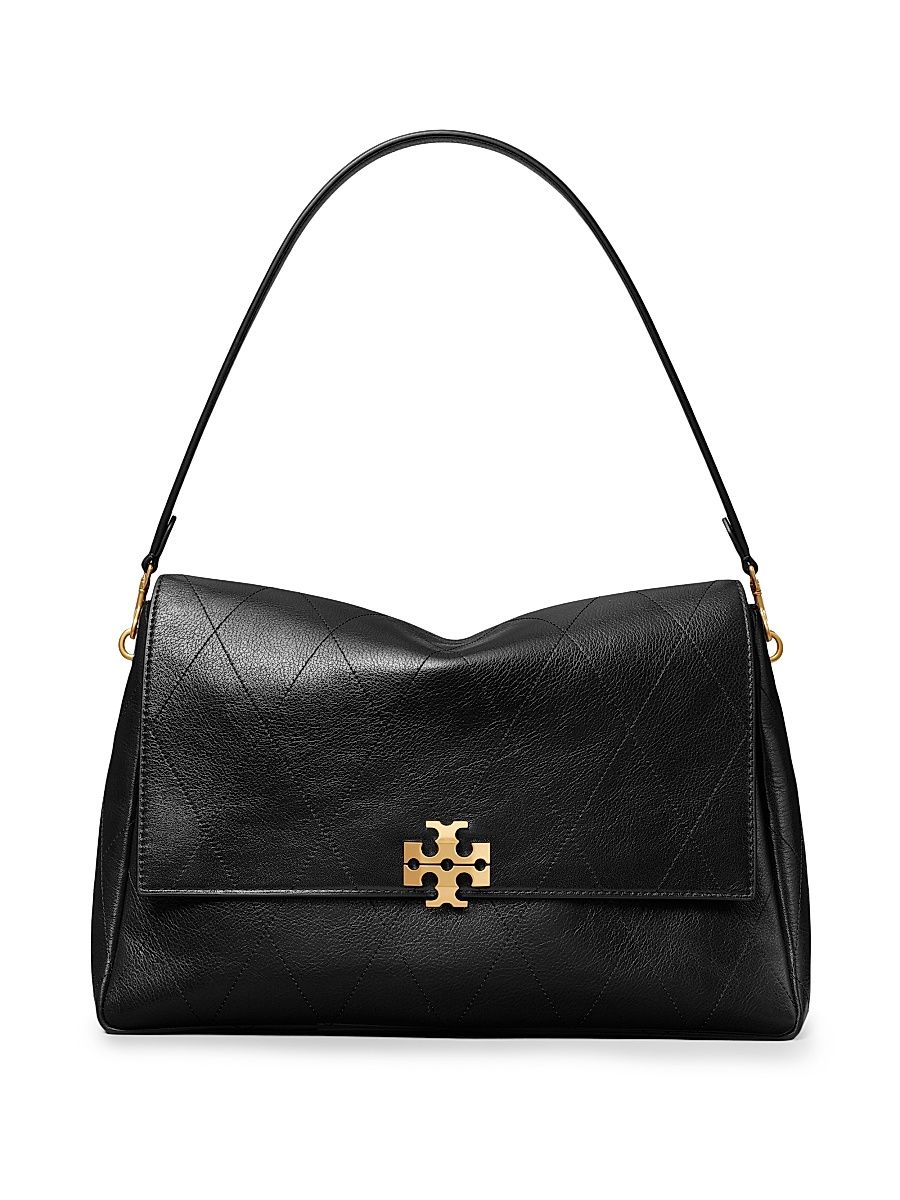 Women's Charlie Large Quilted Leather Shoulder Bag - Black
