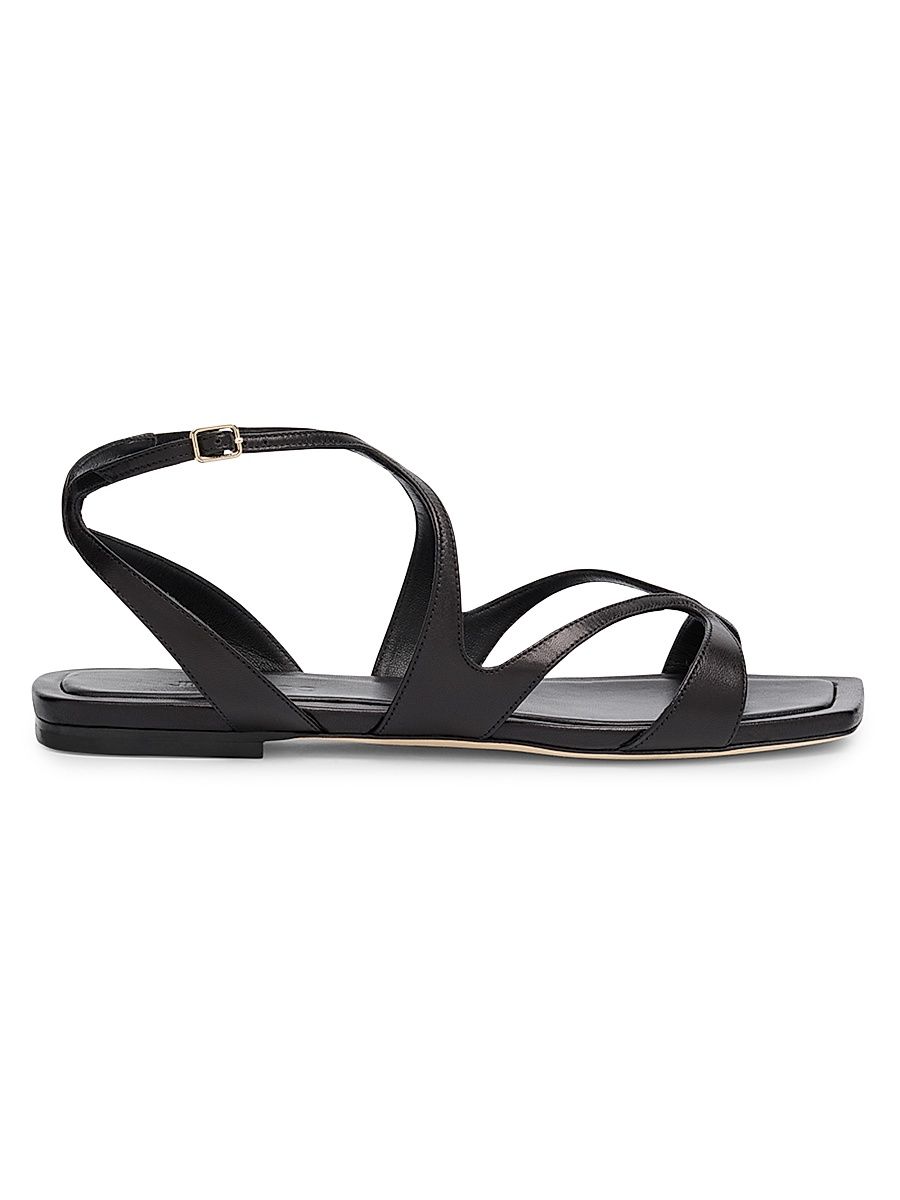 Women's Ayla Strappy Leather Sandals - Black - Size 8