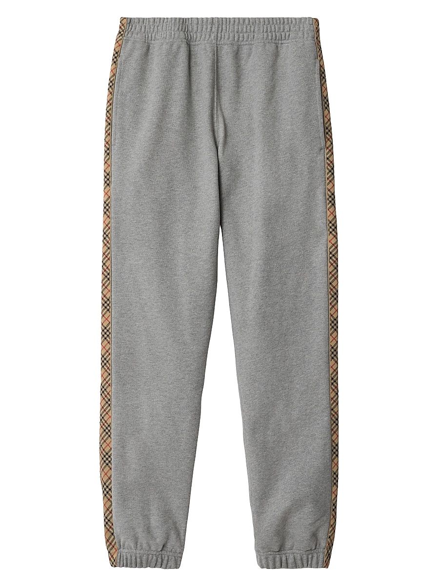 Men's Sid Check Cotton Sweatpants - Pale Grey Melange - Size XXL