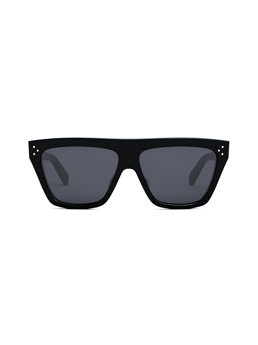 Women's Bold 3 Dots 58MM Shield Sunglasses - Shiny Black