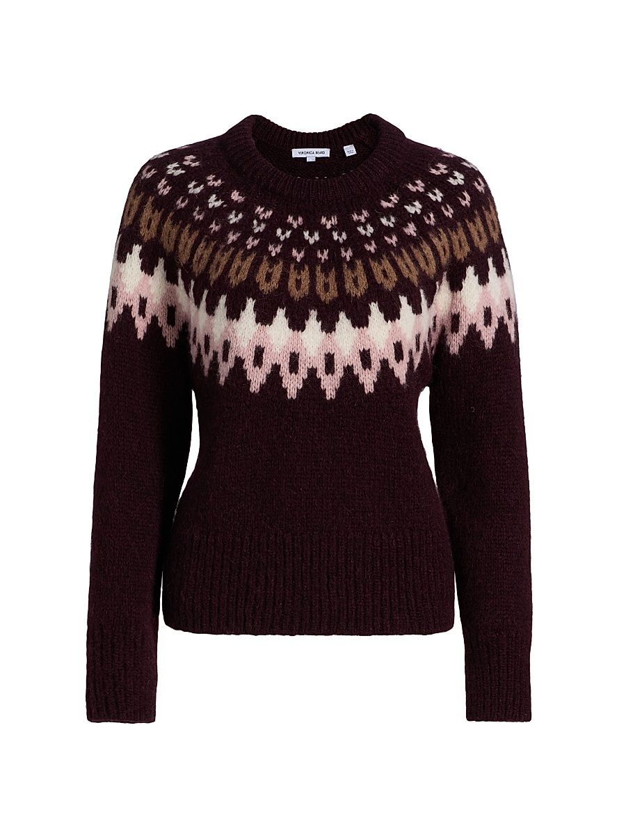 Women's Anne Alpaca-Blend Fair Isle Sweater - Raisin Multi - Size Small