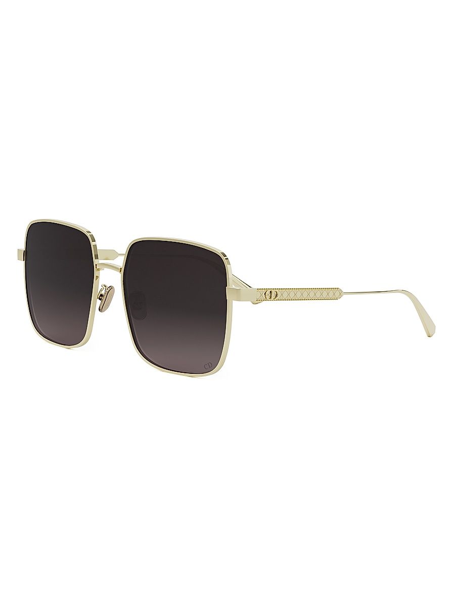 Women's DiorCannage S1U 59MM Square Sunglasses - Gold Black