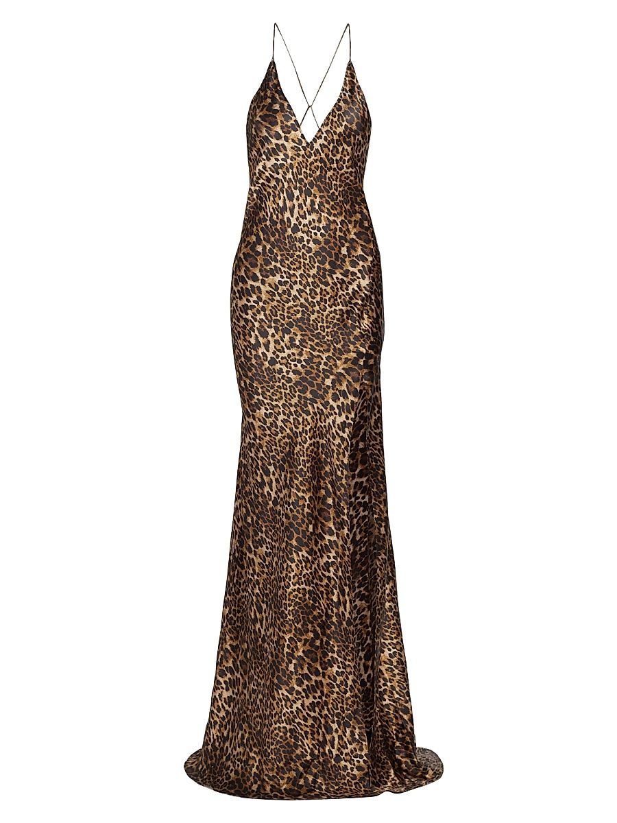 Women's Ira Leopard Silk Slip Gown - Vintage Leopard Print - Size XL