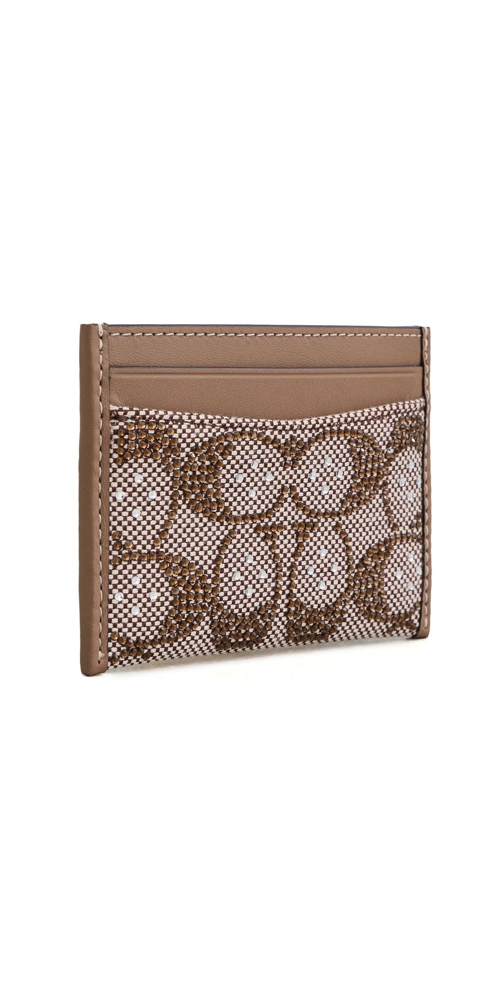 Coach Crystal Signature Jacquard Essential Card Case Mushroom One Size
