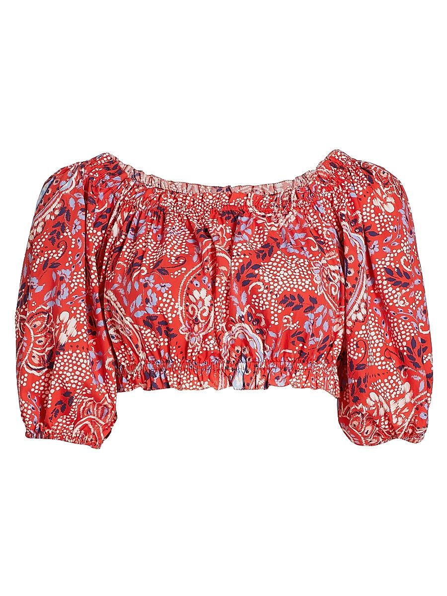 Women's Dana Crop Top - Paisley Border Spice - Size Large