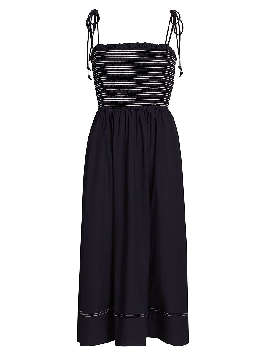 Women's Kaela Cotton Striped Midi-Dress - Navy - Size Large