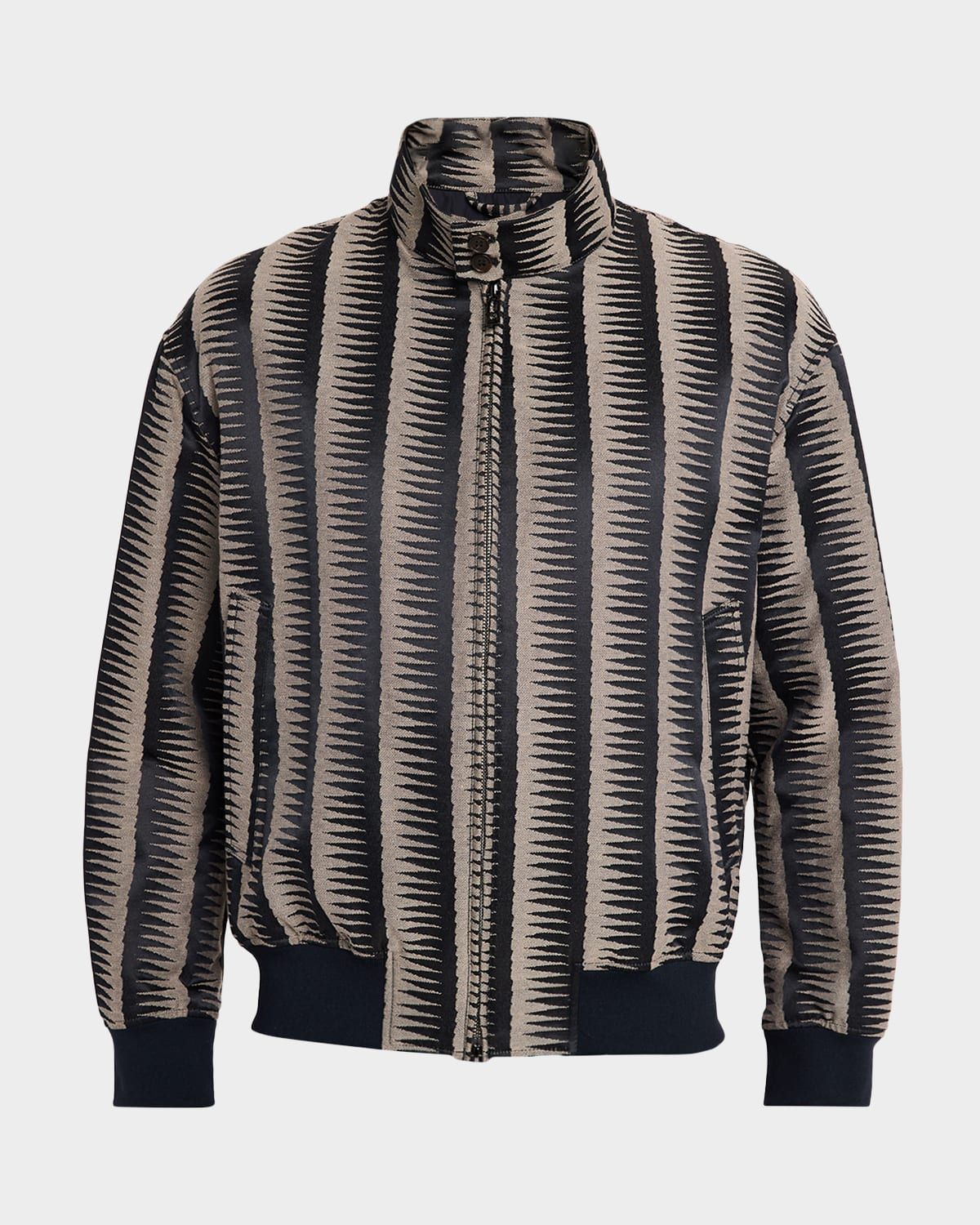 Men & apos;s Stripe Jagged-Edge Bomber Jacket