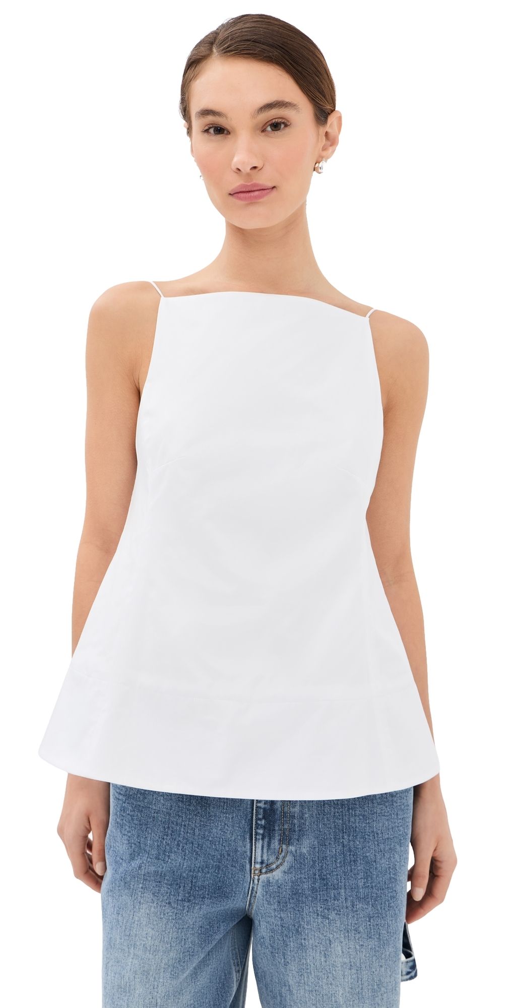 Tibi Poplin Strappy Open Back Top White 14