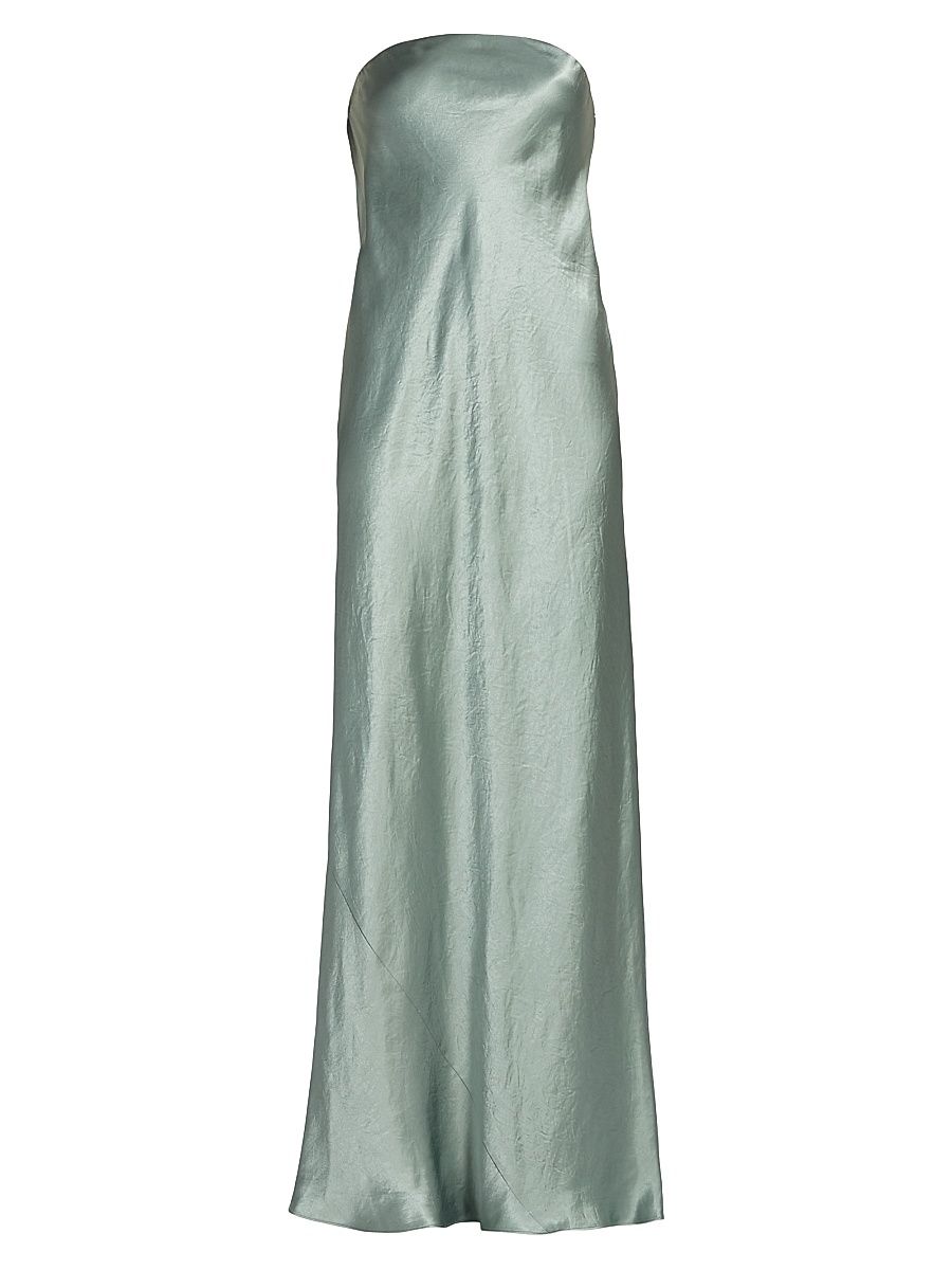Women's Satin Strapless Maxi Dress - Clay Sage - Size 8