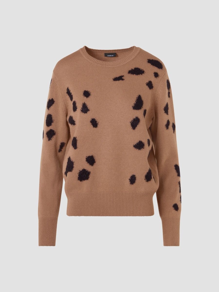 Akris Women's Appaloosa Intarsia Cashmere-Silk Sweater - Brown Black - Size 10
