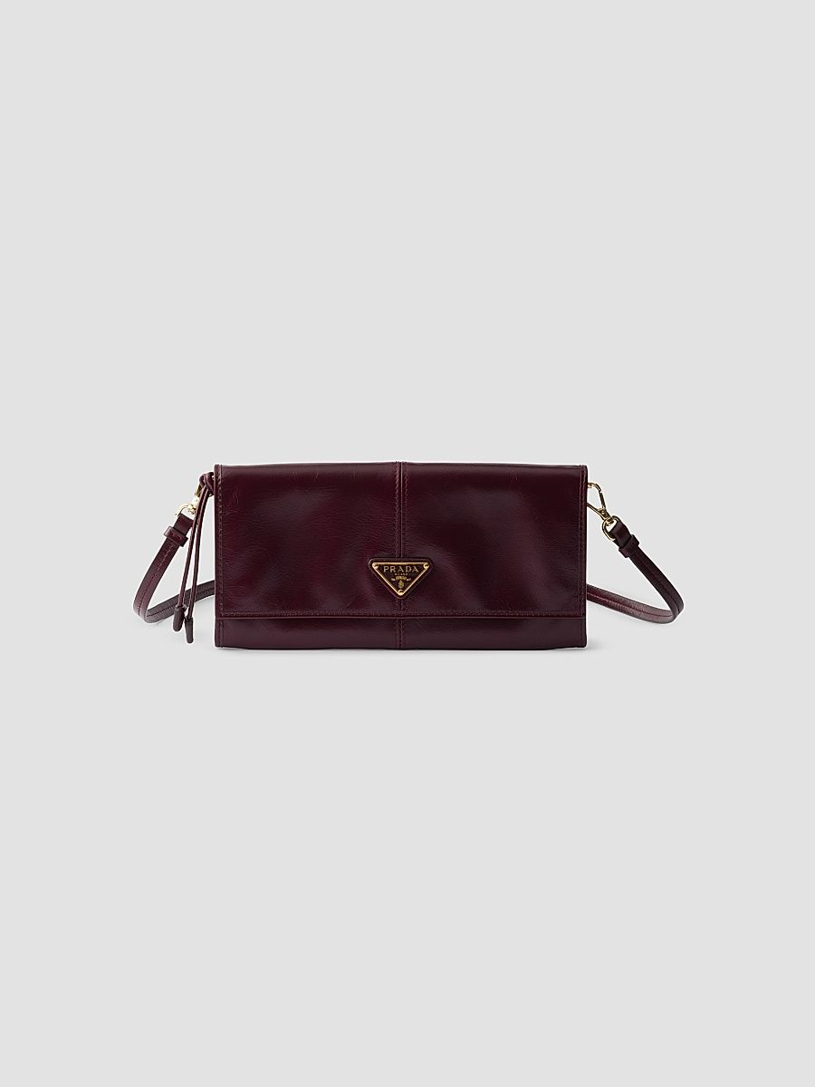 Prada Women's Leather Wallet with Shoulder Strap - Red