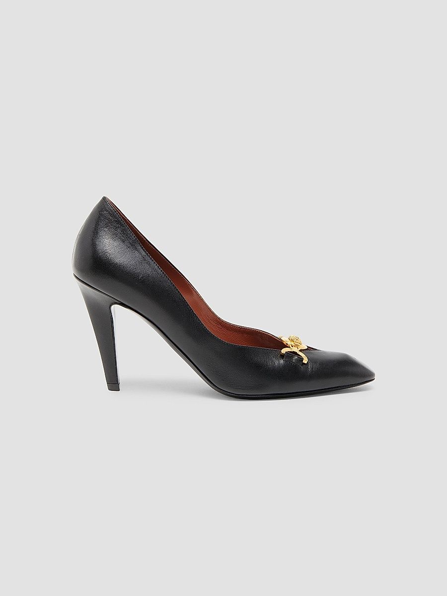Versace Women's Versace 90MM Medusa Leather Pumps - Black Vibrated - Size 11