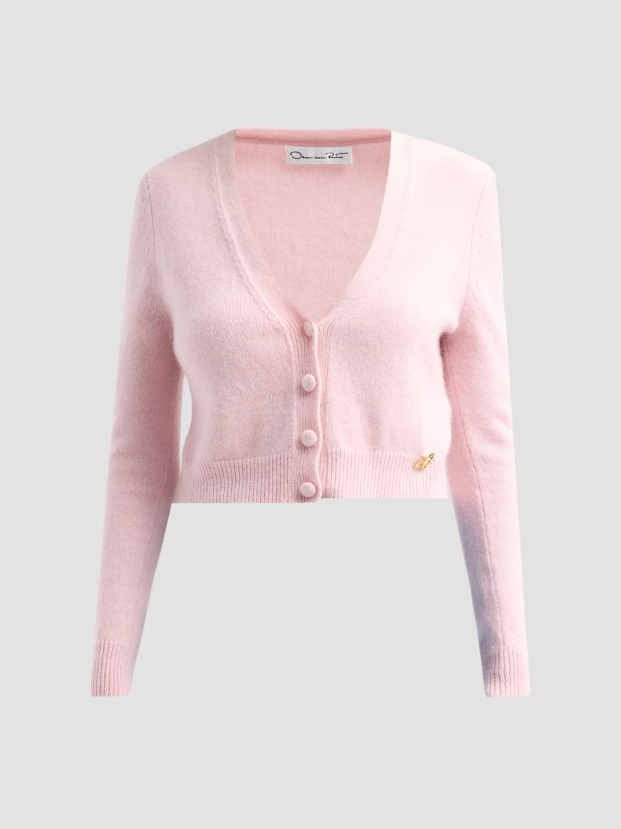 Oscar de la Renta Women's Cashmere V-Neck Cardigan - Blossom - Size XS