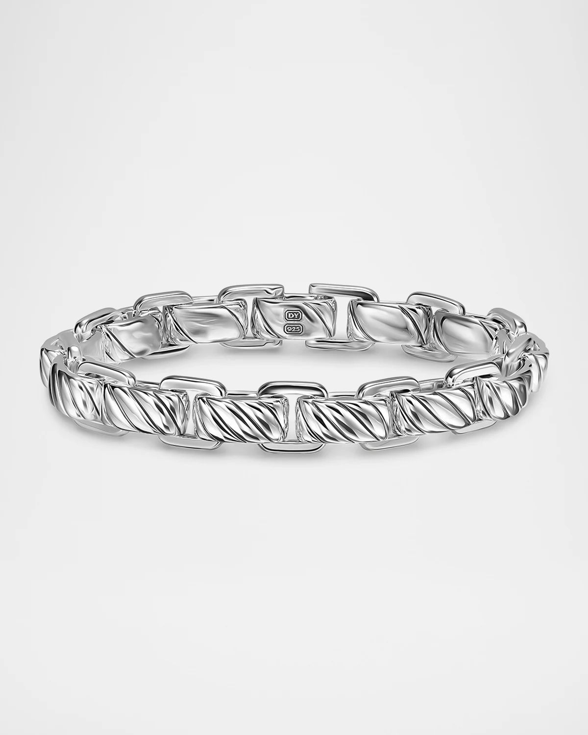 Men & apos;s Sculpted Cable Link Bracelet in Silver, 12mm