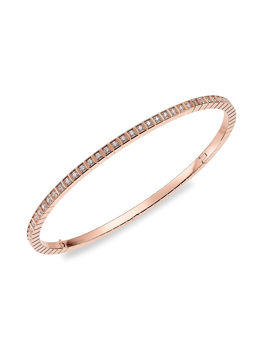 Women's Ice Cube 18K Rose Gold Diamond Bracelet - Rose Gold - Size Medium