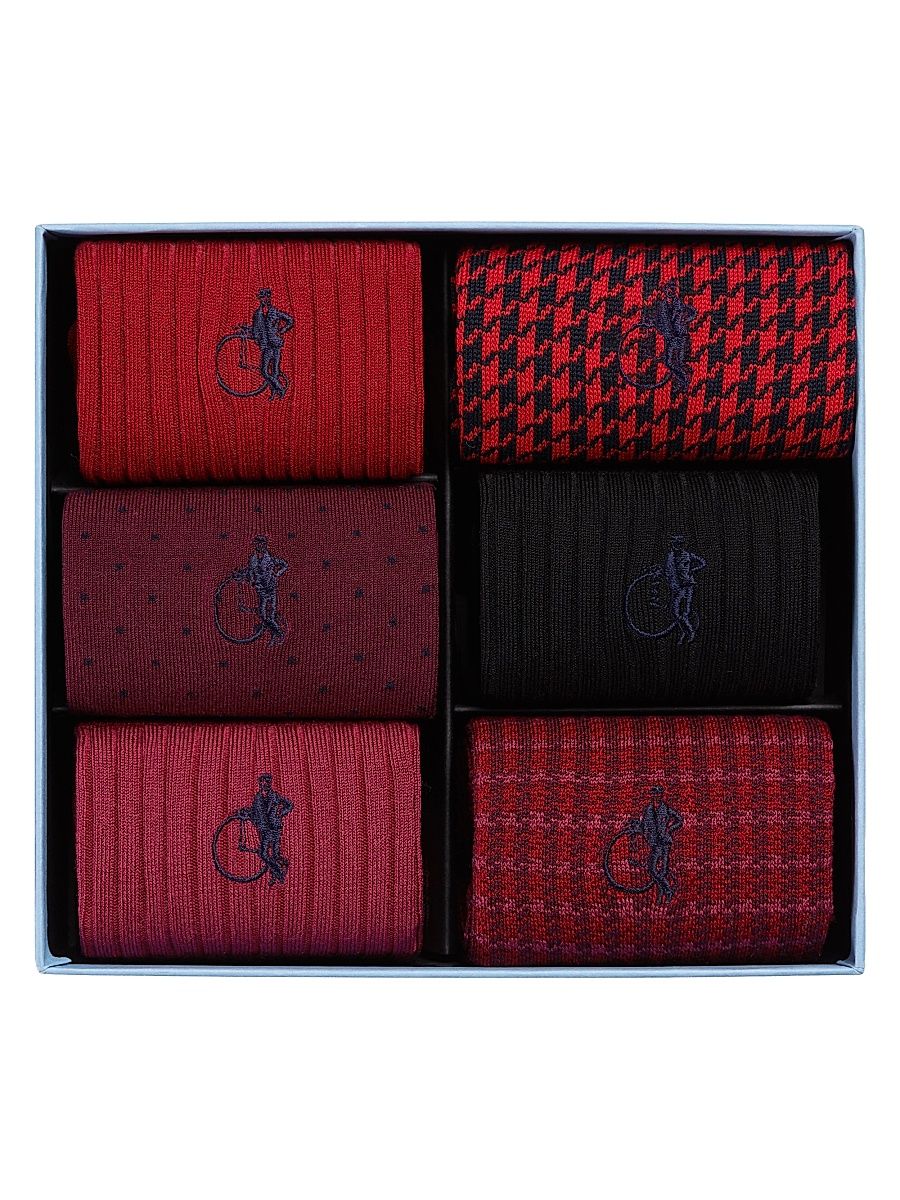 London Sock Company Men's Dash of Class Ruby 6-Pack Socks - Ruby - Size Small