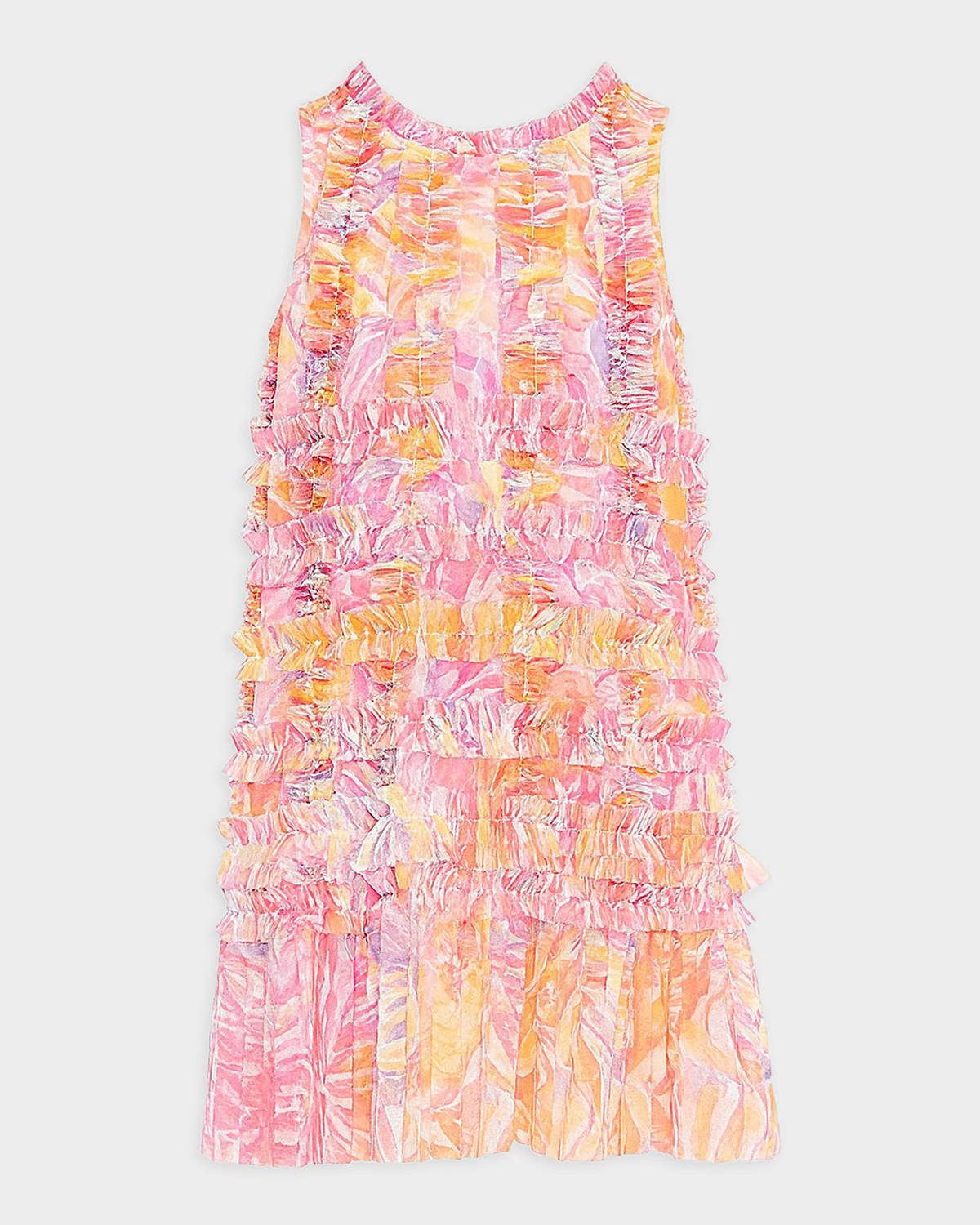 Girl & apos;s Sleeveless Floral Ruffle Dress, Size 2-14