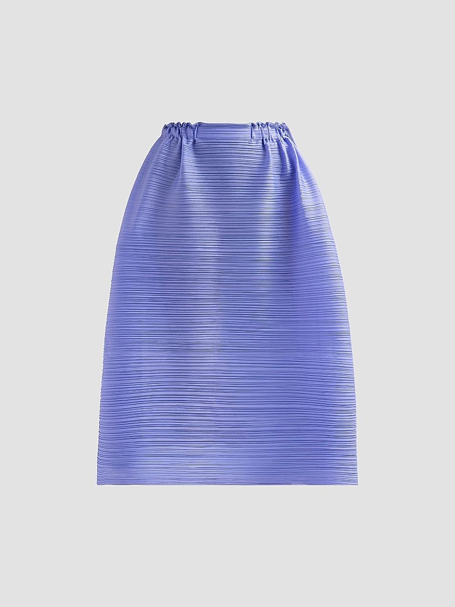 Women's Bouncy Basket Plisse Midi Skirt - Steel Blue - Size Small