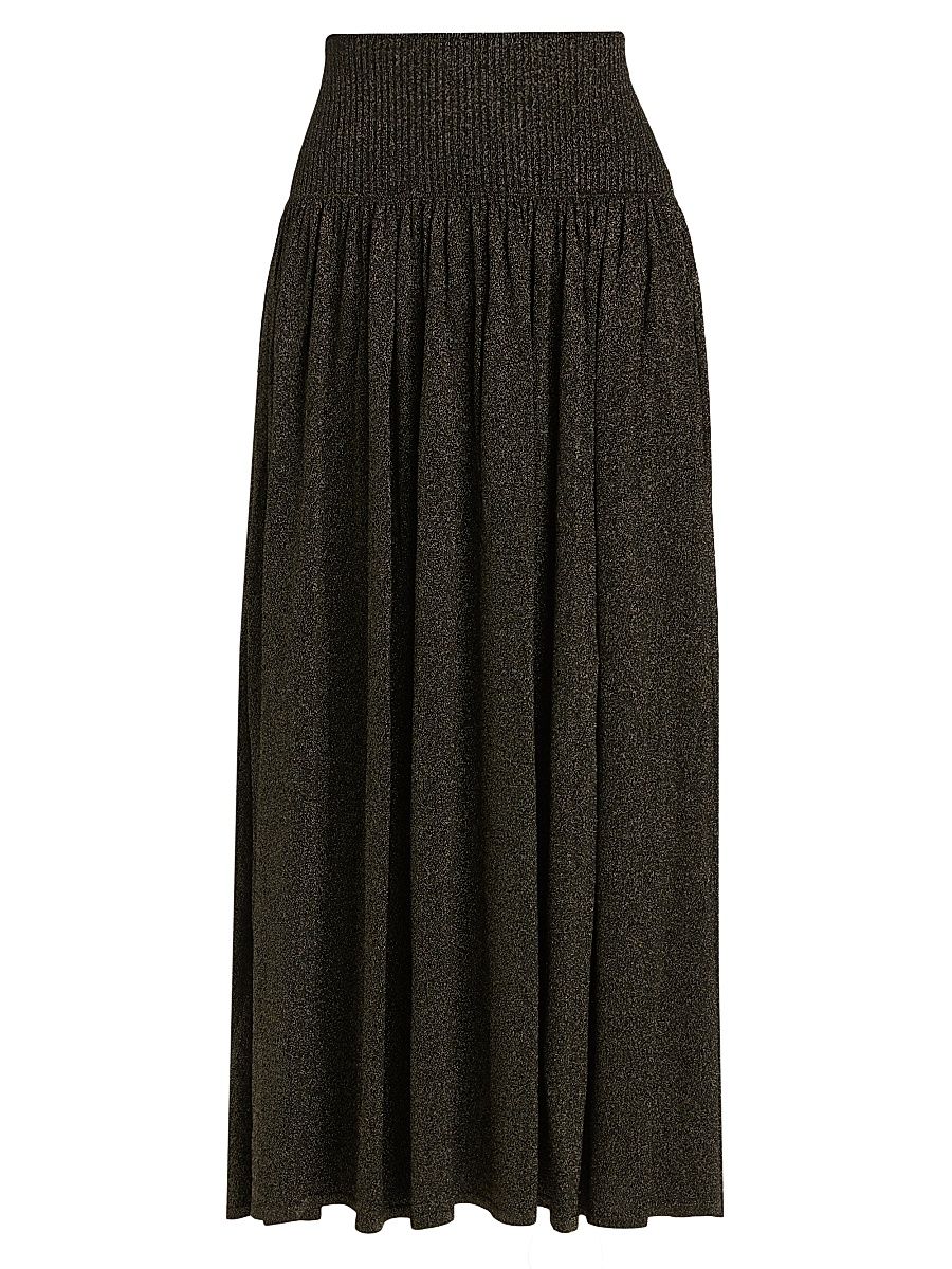 Women's Crush Metallic Knit Flare Skirt - Black Gold - Size 6