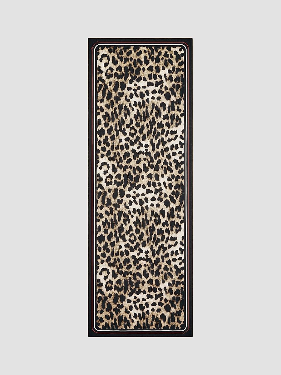 Givenchy Women's Silk Chiffon Stole with Leopard Print - Brown Black