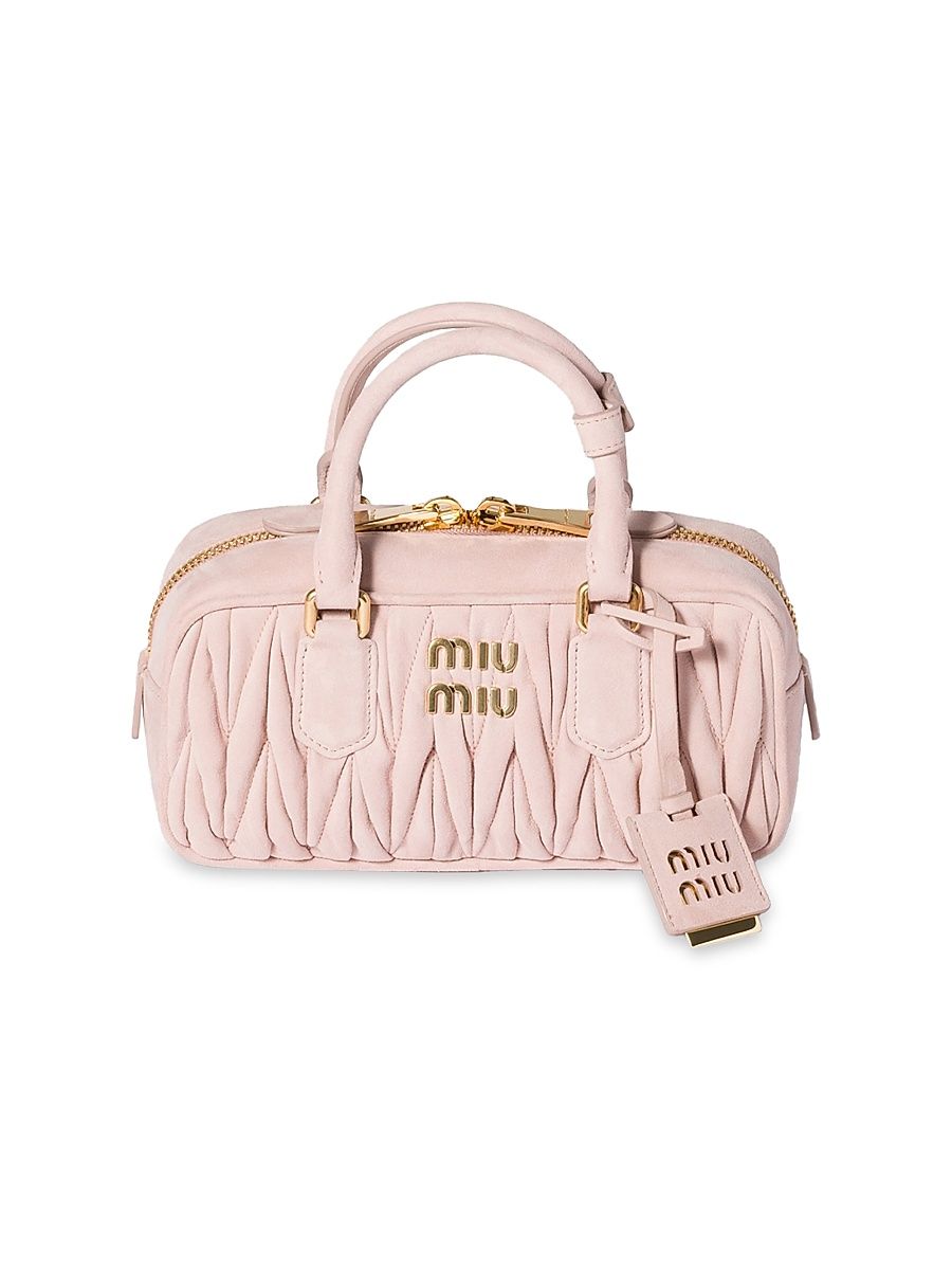 Women's Arcadie Matelassé Suede Top Handle Bag - Pink