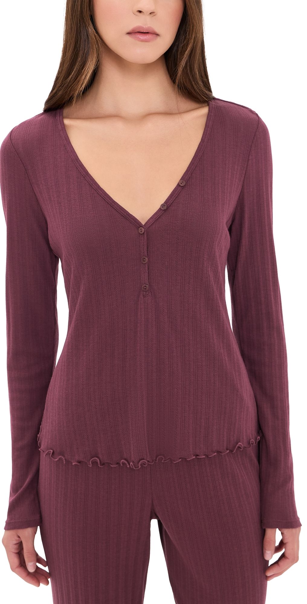 Eberjey Pointelle Henley Wildberry M