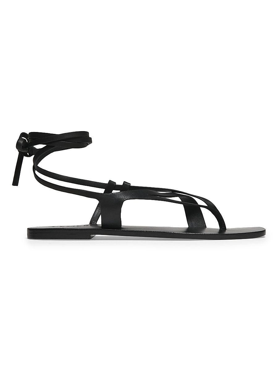 Women's Rita Leather Ankle-Wrap Sandals - Black - Size 8