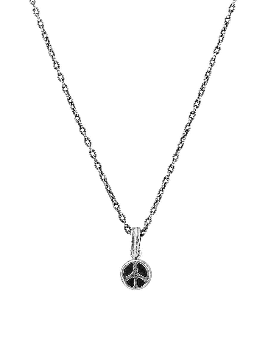 Men's Artisan Sterling Silver Peace Pendant Necklace - Grey