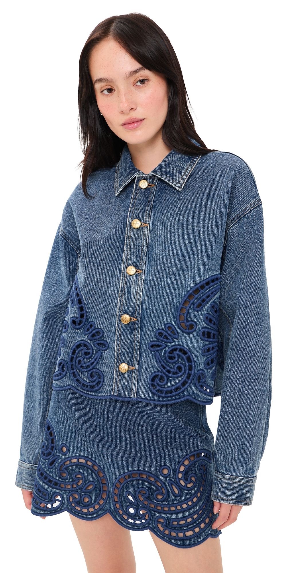 Ulla Johnson The Bobbi Denim Eyelet Jacket River P