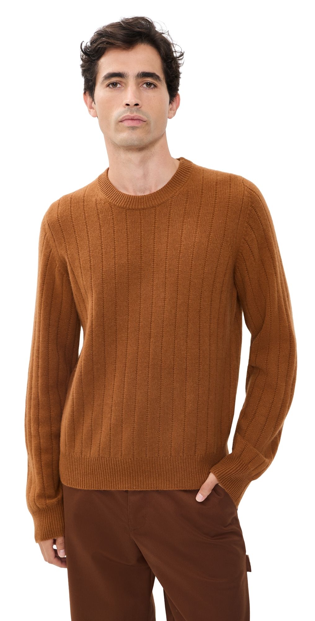 Guest in Residence Rib Allday Cashmere Crew Sweater Heather Grey L